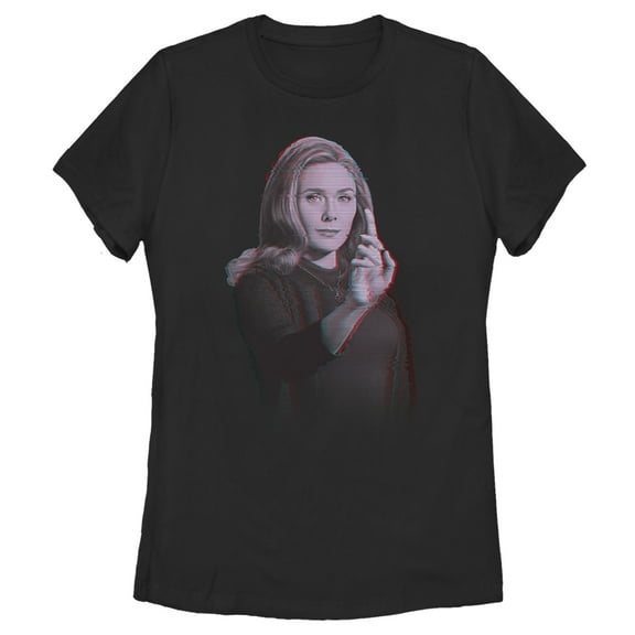 Women's Marvel WandaVision Wanda Glitch  Graphic Tee Black Small