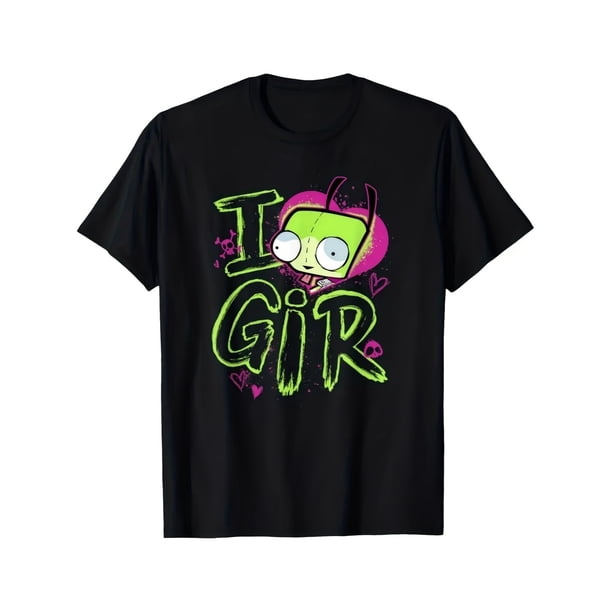 Plus Size Women's Graphic Print T-Shirt - Short Sleeve Crew Neck Casual Top with Cartoon Alien & Hearts Design, Black with Neon Green & Pink Accents, Machine Washable All-Season Comfort, Ladies T Shi
