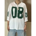 thumbnail image 5 of Jersey Tops for Women Y2k Oversized T Shirt Number Graphic Tees V Neck Half Sleeve Shirt Streetwear, 5 of 6