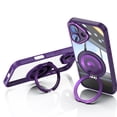 thumbnail image 5 of Compatible with iPhone 16 Plus Case, [Military Grade Drop Tested][Camera Lens Protection][Built in Kickstand] Translucent Tempered Glass Slim Back Soft Edge Magnetic Cover,Darkpurple, 5 of 8