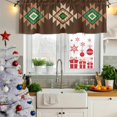 thumbnail image 5 of Brown Green Boho Curtain Valances for Windows, Kitchen Valance Window Treatments Panel 2 Pack, Vintage Southwest Abstract Geometric Rod Pocket Short Curtains for Bathroom Bedroom 42 x 18 Inch, 5 of 8