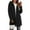 Black, variant on Women's Trendy Hooded Long Sleeved Solid Colored Long Length Loose Warm Fitting Fleece Jacket Casual Comfy Fuzzy Cardigan Outerwear Coat