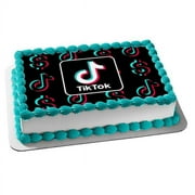 Tik Tok Logo Dollar Signs Edible Cake Topper Image ABPID51986