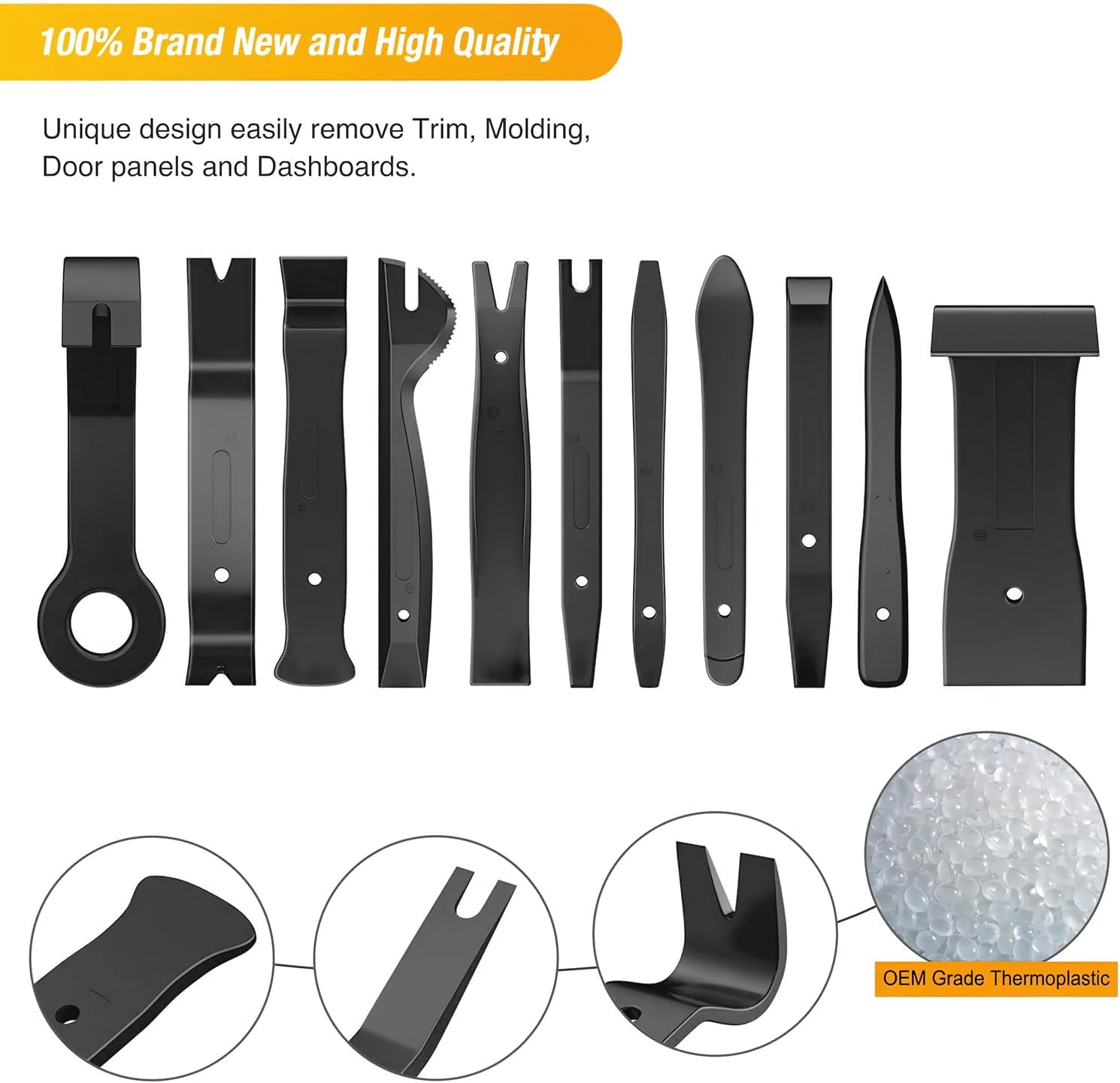 GOOACC 40Pcs Trim Removal Tool,Auto Terminal Removal Key Tool,Auto Clip Pliers Stereo Removal Tools,Car Upholstery Repair Removal Kit,Precision Hook and Pick Set,Wiring Threader,Car Film Scrape-Black
