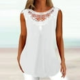 thumbnail image 2 of JINMGG Women Fashion Summer Sexy Fold Printed Regular Lace Sleeveless V Neck Button Top White XXXXL, 2 of 5