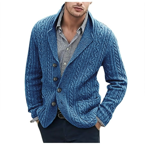 Men's Knitted Cardigan Sweater Coat Lapel Pocket Stylish Business Casual Warm Comfortable Soft Lightweight Fashion Outerwear