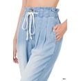 thumbnail image 2 of Women's Chambray Drawstring Elastic Waist Lightweight Denim Baggy Pants with Side & Back Pockets, 2 of 3