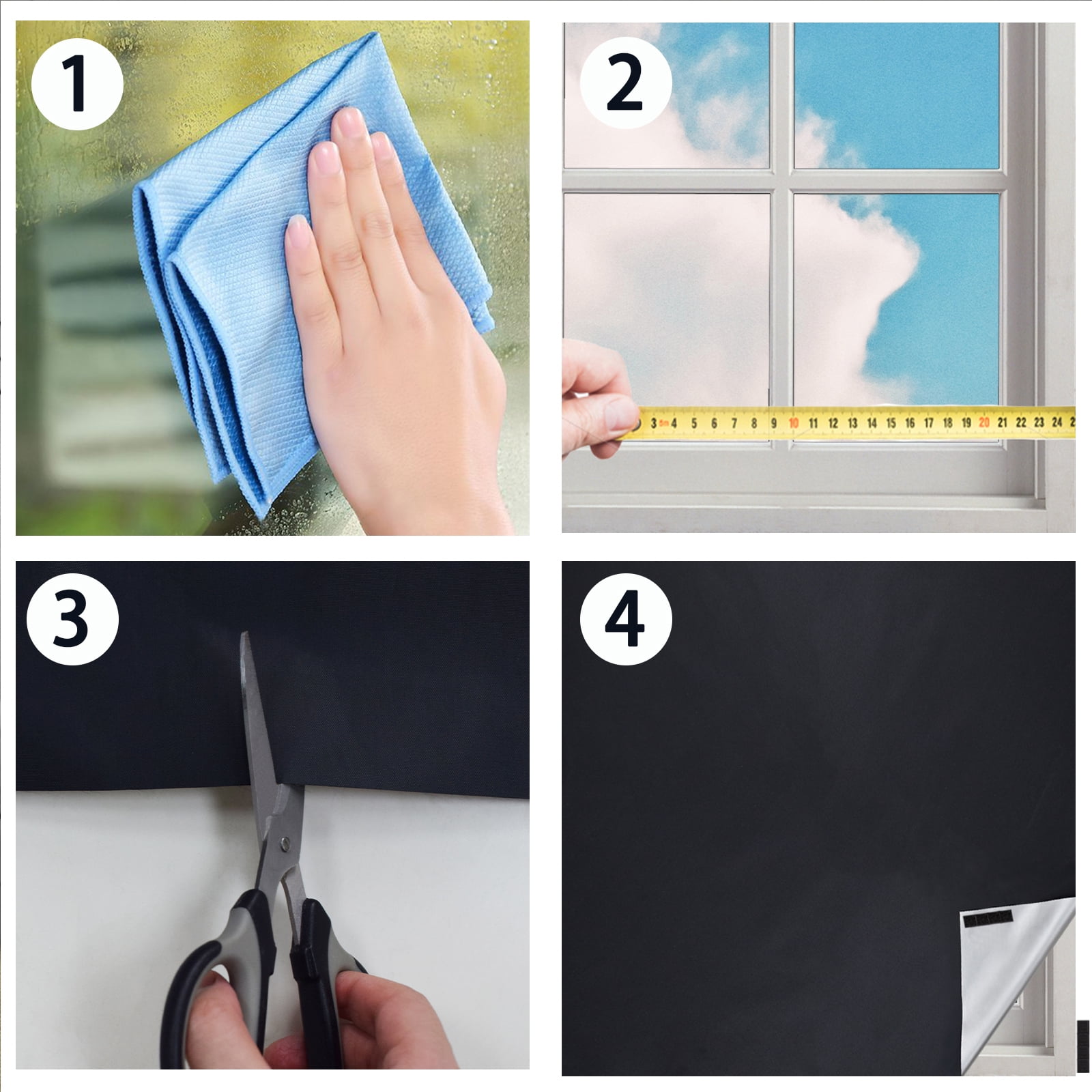 100% Blackout Shades for Bedroom, Portable DIY Window Blinds No Drill Blackout Window Curtains with Magic Tape for Baby Nursery, Travel, Dorm Room