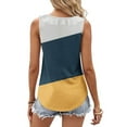 thumbnail image 4 of Lenpel Women's Tank Tops Summer Casual V Neck Ruffle Trim Color Block Sleeveless T Shirts Cami Tunic Tee Blouses, 4 of 6