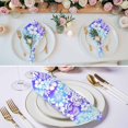 Tropical Plants Cloth Napkins, Blue Purple Jungle Palm Leaves Flowers ...