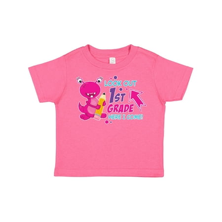 

Inktastic Look out 1st Grade Here I Come with Cute Pink Monster Gift Toddler Boy or Toddler Girl T-Shirt