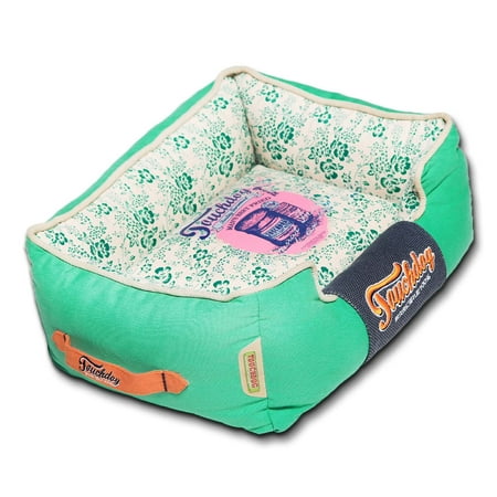 UPC: 0858342601948 | Touchdog Floral-Galore Vintage printed Ultra-Plush Rectangular Designer Dog Bed