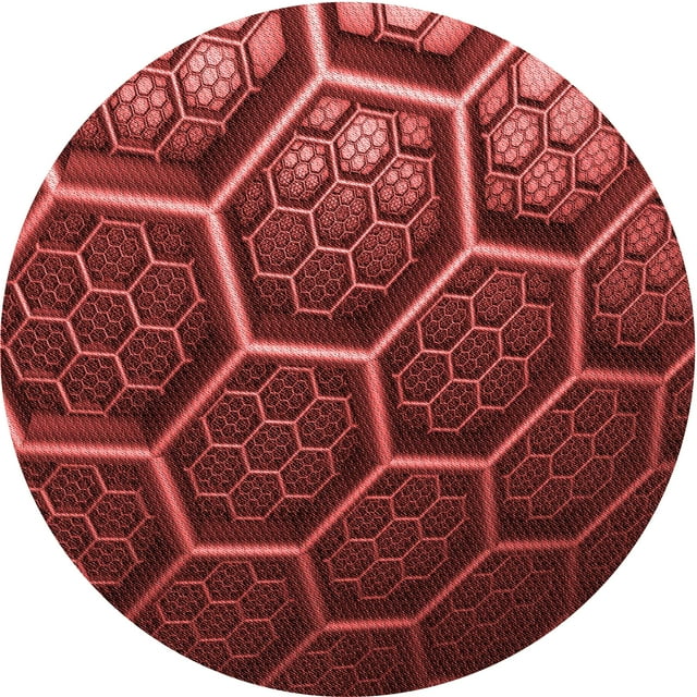 Ahgly Tapis Rond Lavable en Machine Intérieur Rouge Pamplemousse Transitionnel, 3 Pieds Rond