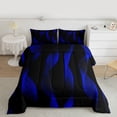 thumbnail image 2 of jejeloiu Minimalist Geometric Artwork Twin Comforter Sets,Blue Stripes Line Bedding Set For Kids Reversible 2pcs, 2 of 8