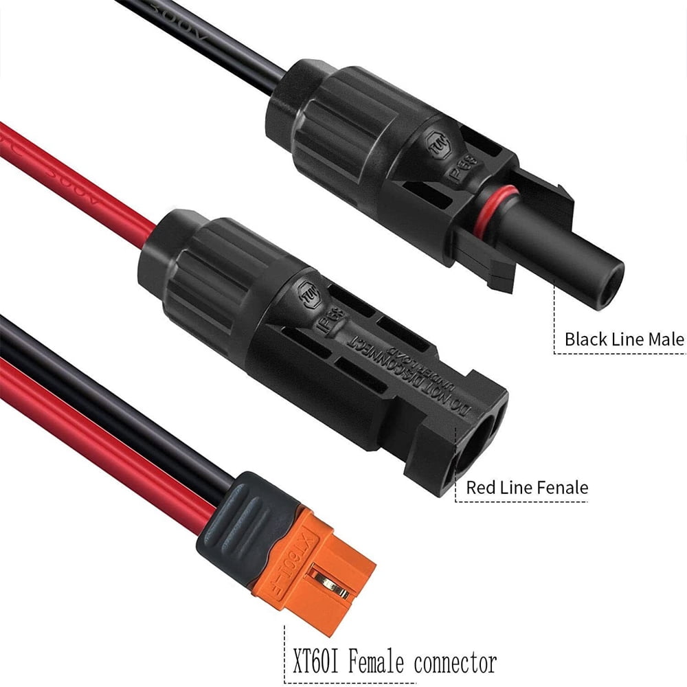 EROCK 59.05in 12AWG XT60I Solar Panel Extension Cable Intelligent Battery Plug Wire
