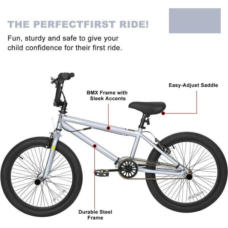 Hykolity 20 inch BMX Bike Freestyle Cycling Trick Bicycle with 4