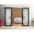thumbnail image 5 of Sturdy Double Barn Door 48 x 80 inches | Planum 2112 Matte Black Frosted Glass | Stainless Steel 13FT Rail Hangers Heavy Set | Solid Panel Interior Doors, 5 of 5