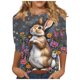thumbnail image 3 of TaTaai 3/4 Sleeve T Shirt for Women Easter Print Round Neck Casual Loose Fit Top Fashion Pullover Soft Stretchy Comfortable Blouse for Spring Holiday Daily Gift, 3 of 5