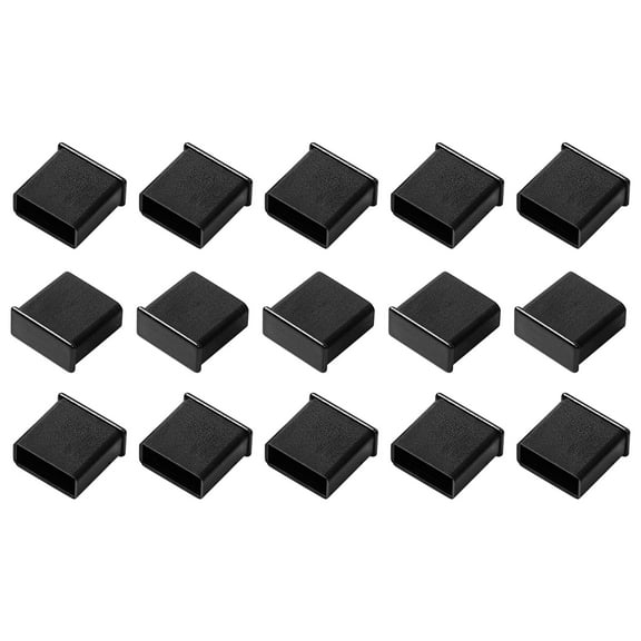 Unique Bargains 15pcs Durable Black Plastic USB Port Covers, Anti Dust USB Port Cover Caps Plugs Protector for USB 2.0 Type a Male Port on Computer Laptop Notebook