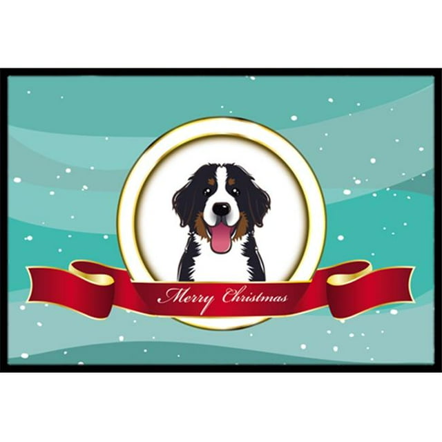 Bernese Mountain Dog Tapis Joyeux Noël Intérieur & Extérieur, 24 x 36 Po.