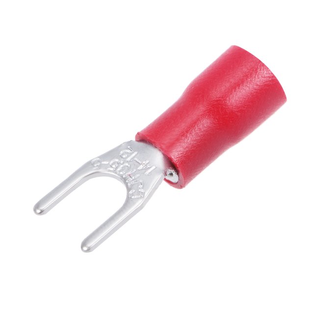 Unique Bargains 50Pcs SV3.5-5 Insulated Fork Spade Wire Connector Electrical Crimp Terminal 14-12AWG Red