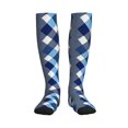 thumbnail image 2 of Socks Calf Pressure Socks Breathable Moisture Absorbent 11.8in×7.9in Full Print Designed For Hiking Walking Sports Argyle Plaid Deepskyblue_1 1 Black, 2 of 8