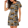 thumbnail image 2 of Xecao Retro Excavator for Women's Loose Nightgown Sleepwear Short Sleeves Shirt Casual Print Sleepdress, 2 of 6