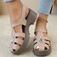 thumbnail image 2 of Gladiator Fisherman Sandals for Women Platform Lug Sole Hollow out Beach Shoes Closed Toe Glitter Rhinestone Buckle Ankle Strap Summer Dress Shoes Pink Size 7.5, 2 of 8