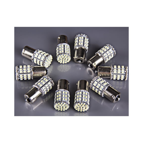 10x Ba15s 1156 White Super Bright Tail Turn Signal Light 64 SMD LED Bulb Lamp RV