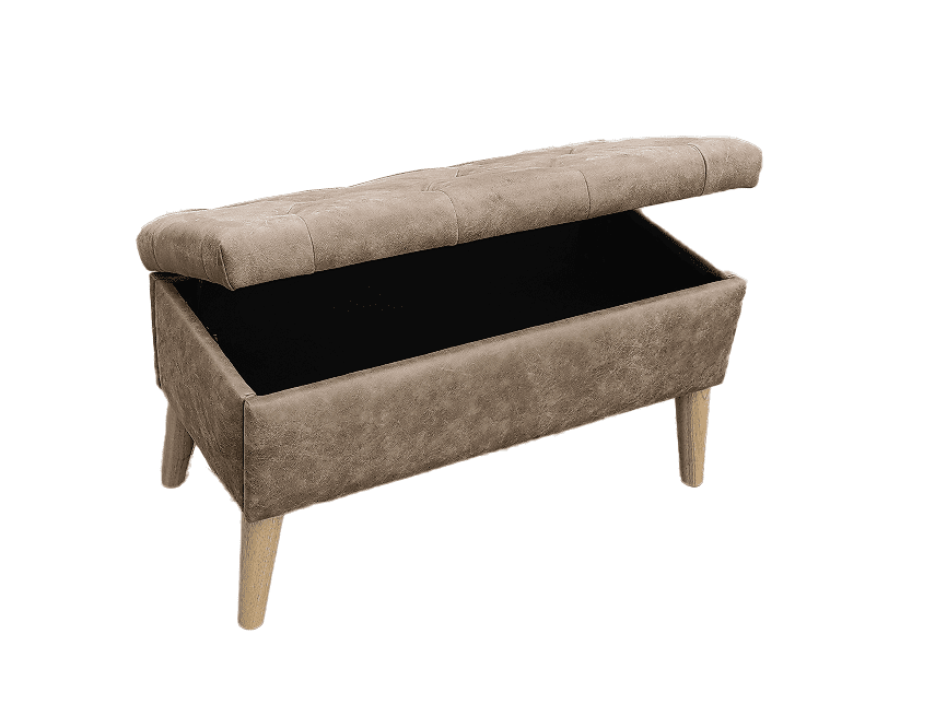 32 Inch Wide Upholstered Storage Ottoman Bench with Built-In Tray, Modern End of Bed Storage Chest, Multi-Functional Footrest Extra Seat for Bedroom Living Room Entryway
