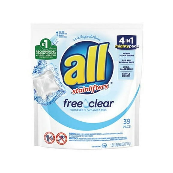Mighty Pacs Free and Clear Super Concentrated Laundry Detergent 39/Pack