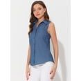 thumbnail image 5 of DARING DIVA Sleeveless Lapel Chambray Tunic Denim Shirt 3XL Blue, 5 of 6