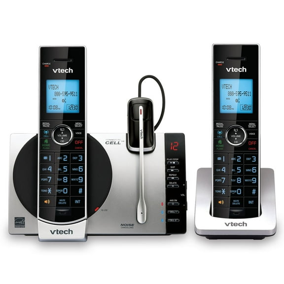 VTech 2 Handset Connect to Cell with Answering System and Cordless Handset, DS6771-3