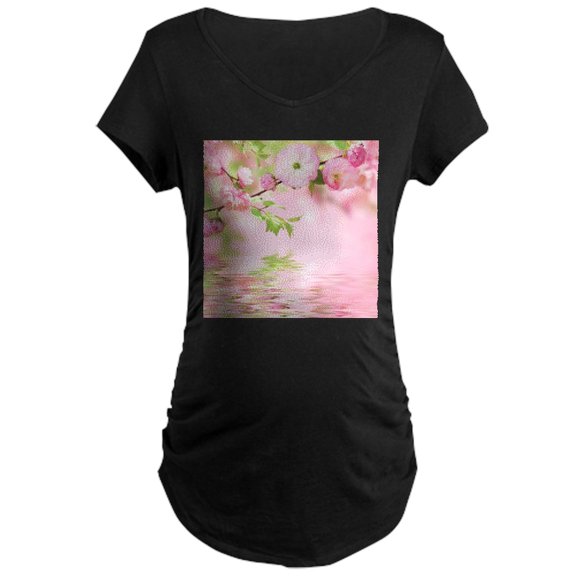 CafePress - Cherry Blossoms Maternity T Shirt - Maternity Dark T-Shirt