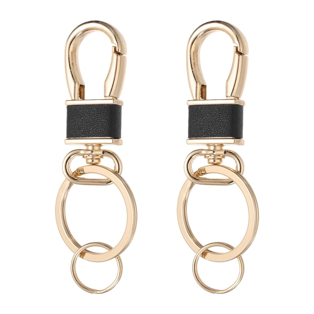 2 Piezas de Clip de Llave de Metal, Organizador de Soporte para Anillo de Llave, Clips de Llave de Cuero para Accesorios de Coche, Bolsa, Cartera, Tonalidad dorada/negra