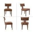 thumbnail image 6 of Guyou Mid Century Modern Dining Chairs Set of 2, Farmhouse PU Upholstered Metal Nailhead Trim Kitchen Chairs with Curved Backrest and Hardwood Legs, Brown, 6 of 7