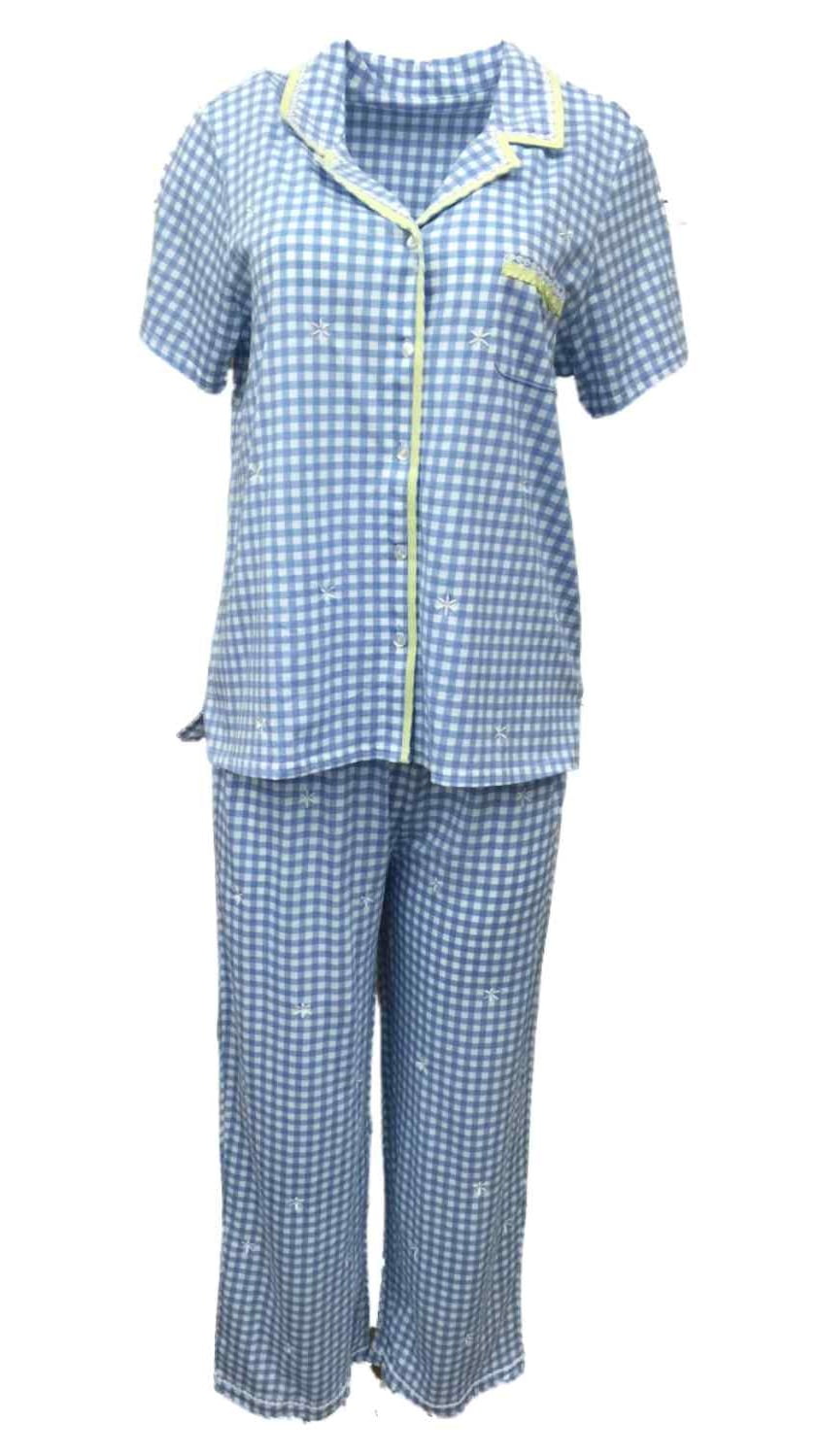 Laura Scott Womens Blue Check Pajamas 