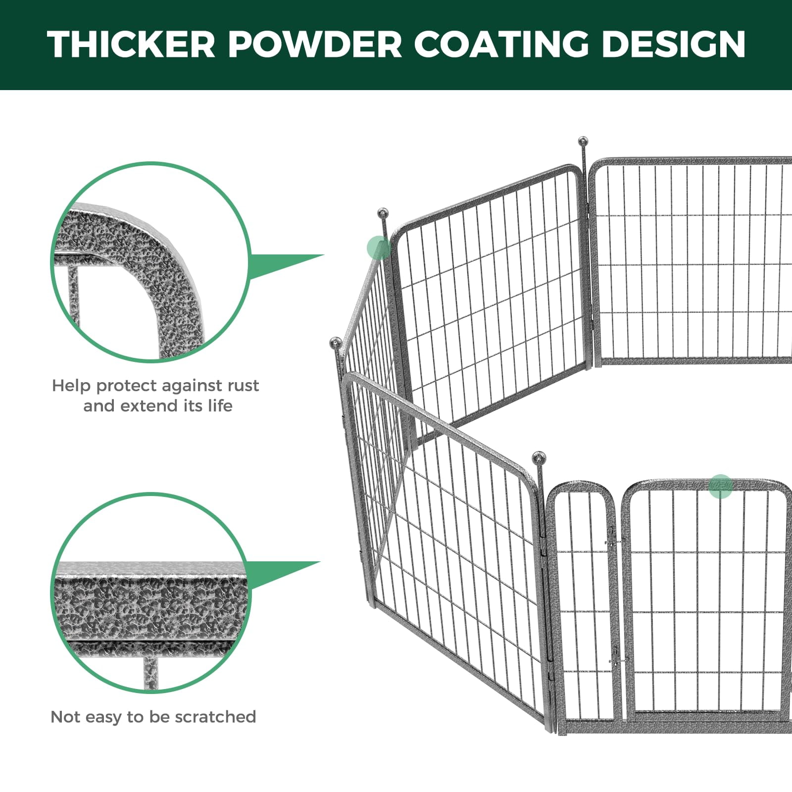 FXW Aster Dog Playpen Designed for Courtyard, RV Camping, 32" 8 Panels for Medium Dogs, Silver
