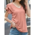 thumbnail image 7 of Weardear Womens Summer Casual Ruffle Tops Short Sleeve Tunic Tops Blouse V Neck Solid Loose Fit Flowy T-Shirts, 7 of 7