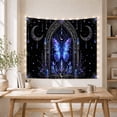 thumbnail image 5 of Around Luminous Butterfly With Wings Resembling Stained Glass, Spooky Gothic for Gothic Decor Fans, Dark Art Decor, Halloween Gift, Tapestry Wall Hanging for Bedroom and Dorm, 5 of 7