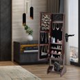 thumbnail image 4 of Costway Mirror Jewelry Cabinet Armoire Storage Organizer Shelf Rack Brown, 4 of 10