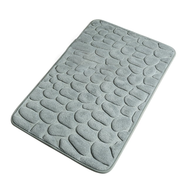 Yingyy Embossed Bath Mat Quick-Drying Solid Color Shower Absorbent Bathroom Rug Large Kitchen Washroom Door Bathmat Kids Safety Gray 50x80cm