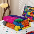 thumbnail image 5 of Erosebridal Colorful Building Brick Zipper Twin Comforter Sets with Fitted Sheet and 2 Pillowcases for Boys Girls, Block Shape Print Zipper Bedding Set, Polkadot Reversible, 4 Pieces, 5 of 7