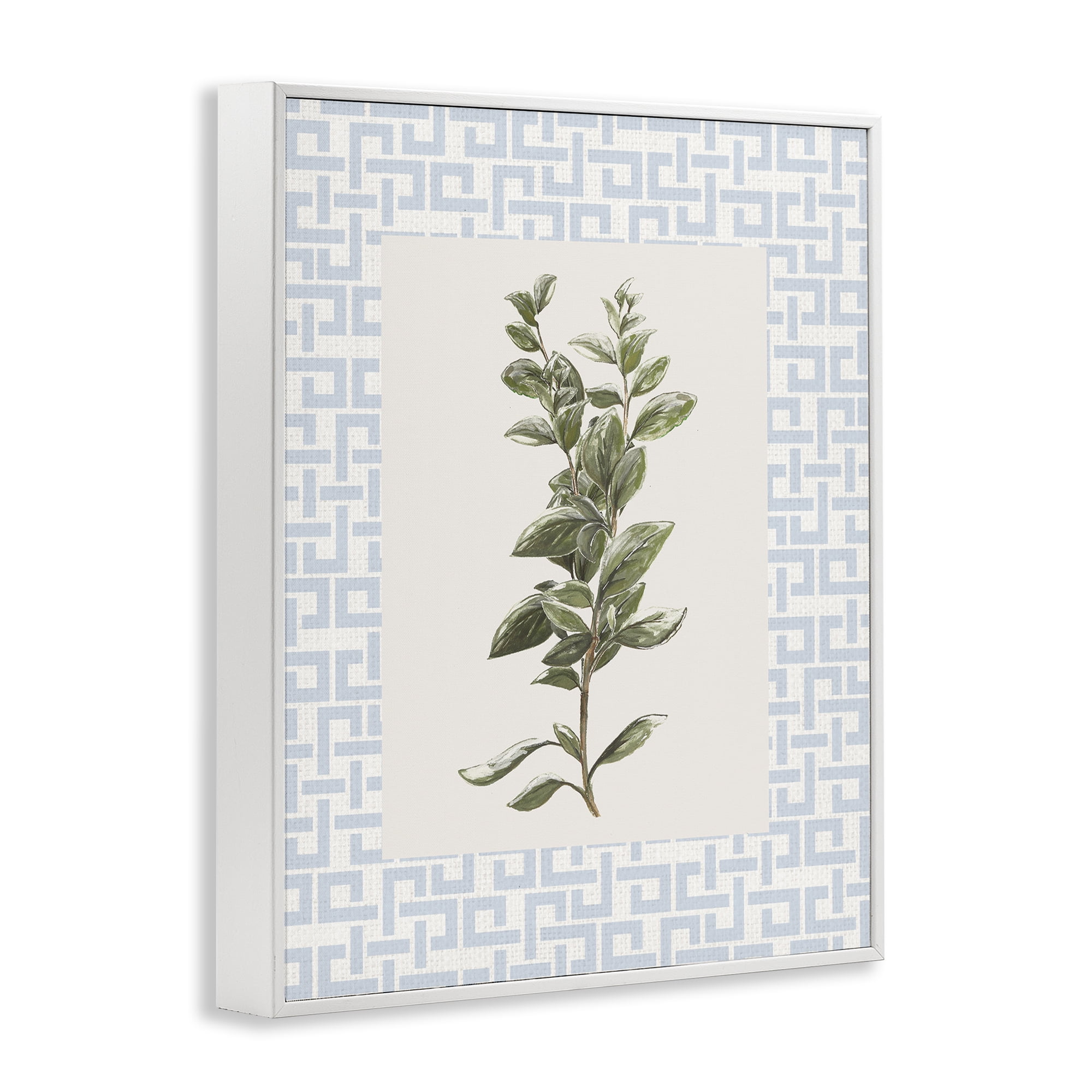 Stupell Industries Fresh Herb on Geometric White Framed Giclee Art, design by Diannart