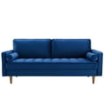 thumbnail image 4 of Contemporary Modern Urban Designer Living Room Lounge Club Lobby Sofa, Velvet Fabric, Navy Blue, 4 of 6