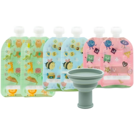 WeeSprout Double Zipper Reusable Food Pouches, Perfect for Babies & Toddlers, Variety + Pouch Filler