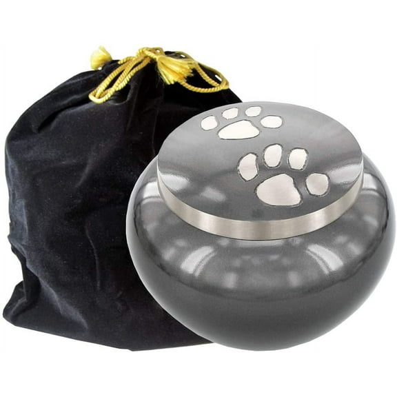 Trupoint Memorials Small Grey Pet Cremation Urn for Small Animals - for Dogs and Cats up to 25 Pounds