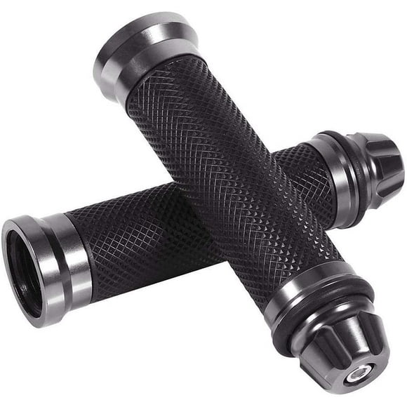 Poignées de Guidon de Moto, Poignées en Caoutchouc avec Extrémité de Barre en Aluminium, Universel pour 7/8"(22mm) Poignée Bar (Titane)