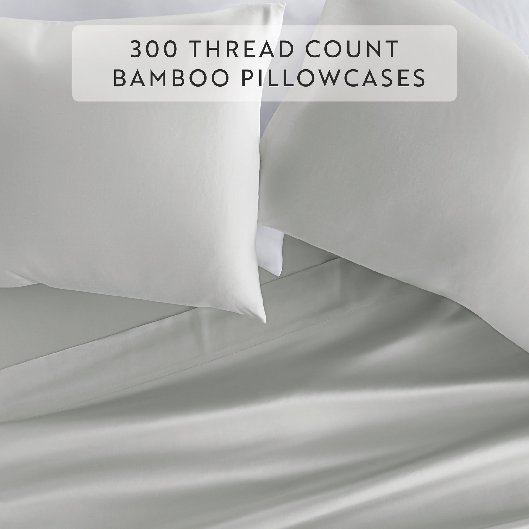 Noble Linens 2 Piece Rayon From Bamboo Pillowcase Set, Light Gray, King