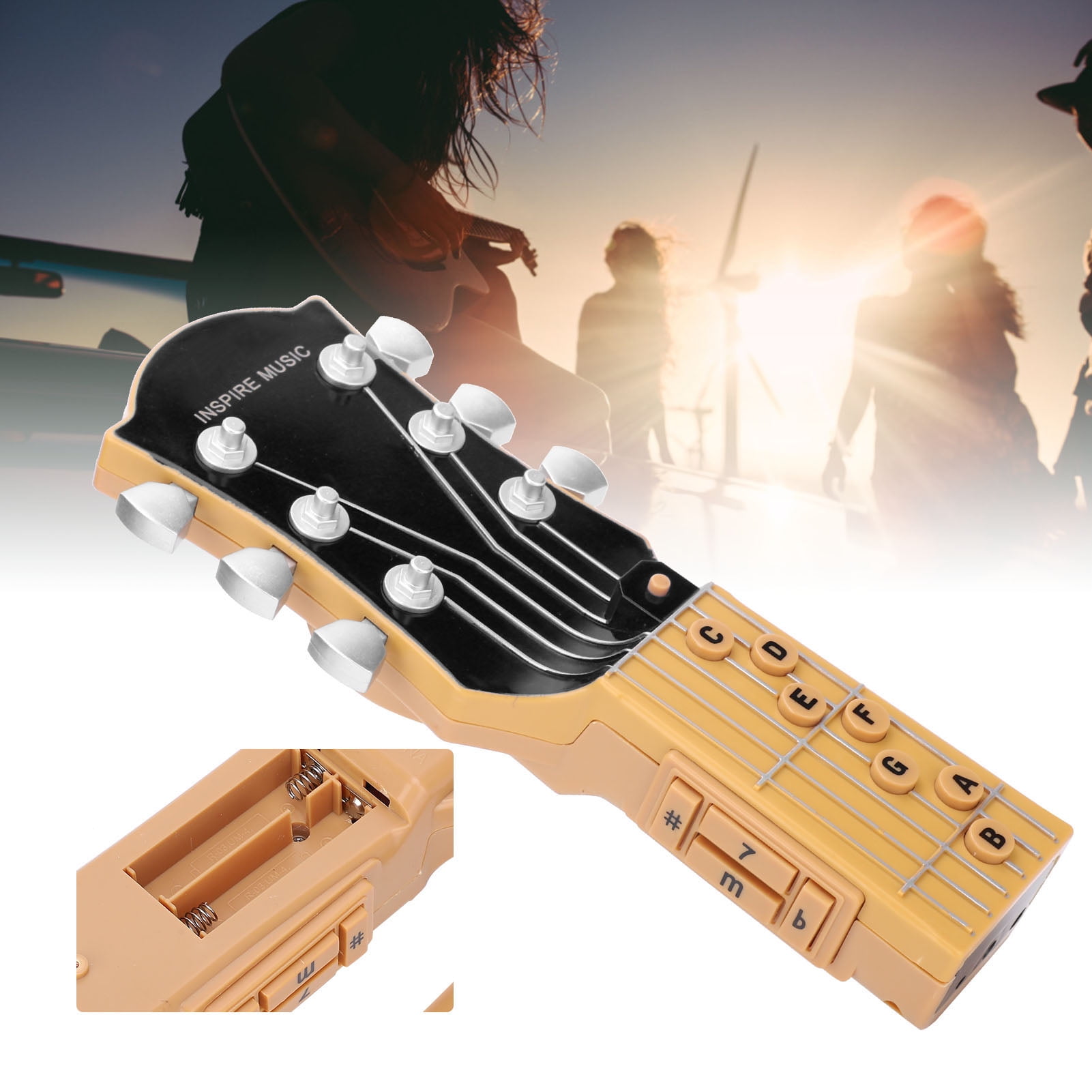 Air Guitar Pocket Guitar Chord Practice Tool Infrared Induction Simulation 7 Chords Portable Toy for Kids Trainer Beginner black 